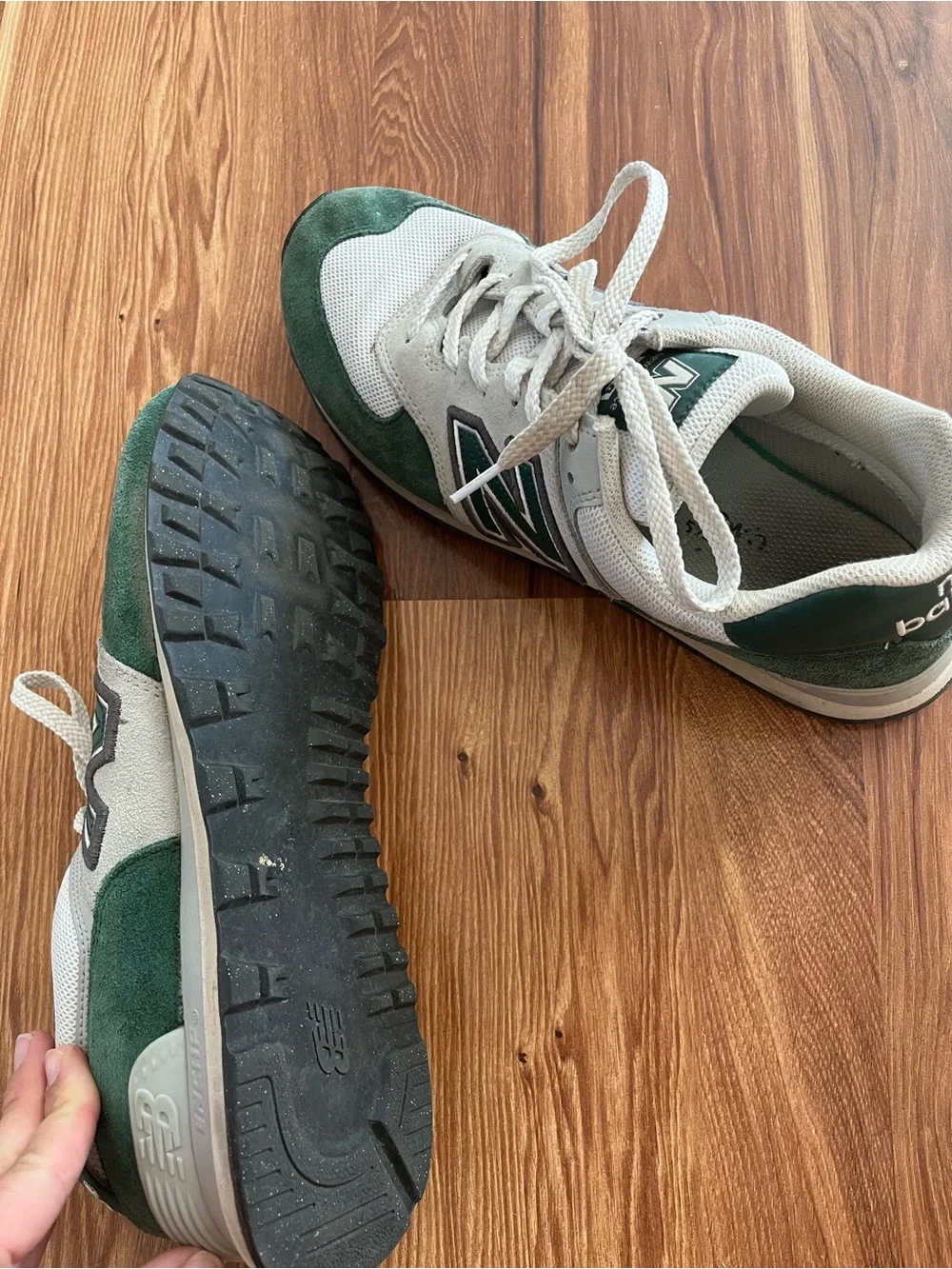 New Balance Men's Gray and Green Suede-Trim Sneakers